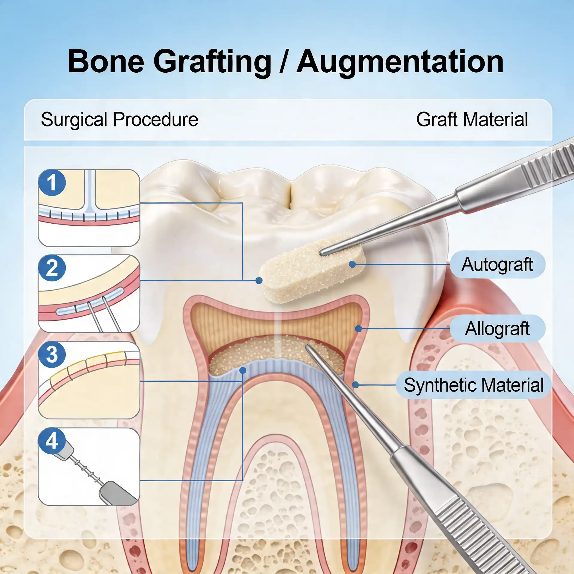 Illustration of bone grafting procedure