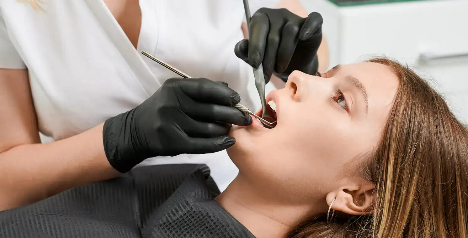 Dental examination with patient reclining