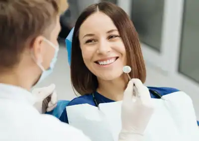 Patient smiling at dentist appointment