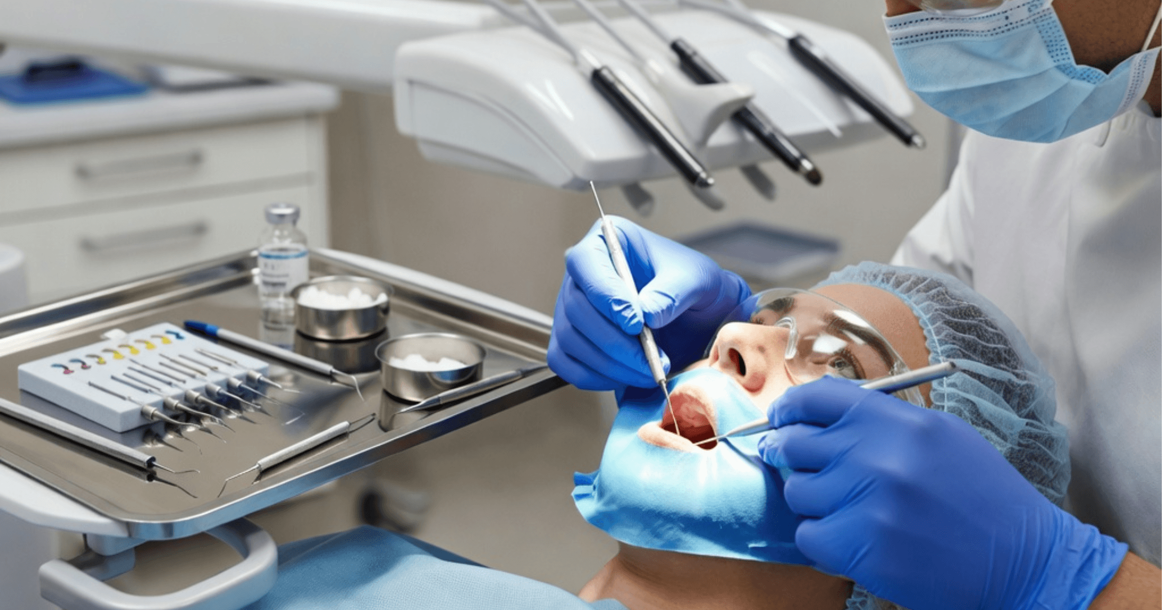 Patient receiving root canal treatment at a dental clinic